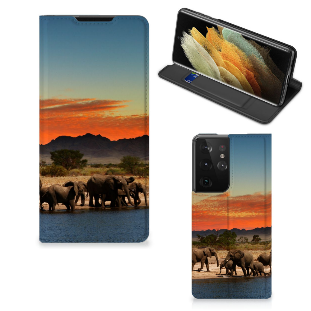 Samsung Galaxy S21 Ultra Hoesje maken Olifanten - B2C Telecom