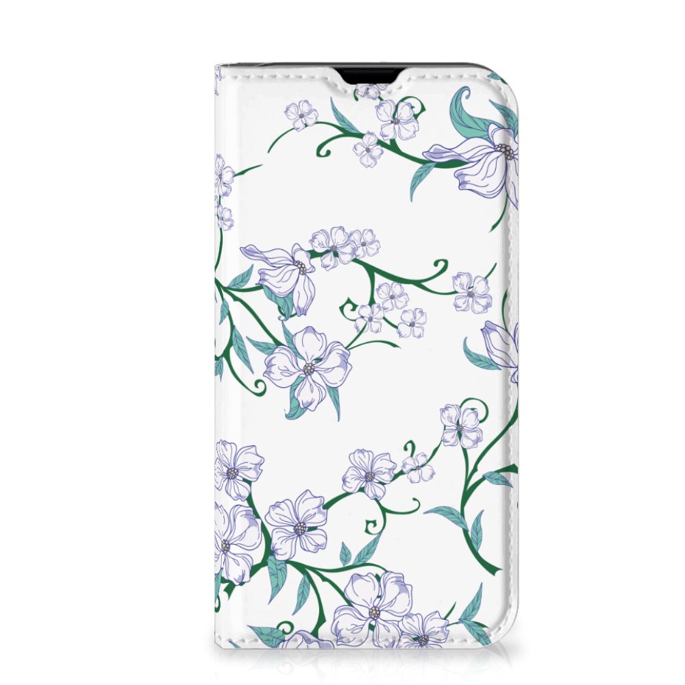 iPhone 13 Mini Uniek Smart Cover Blossom White met delicate bloemenprint đ¸