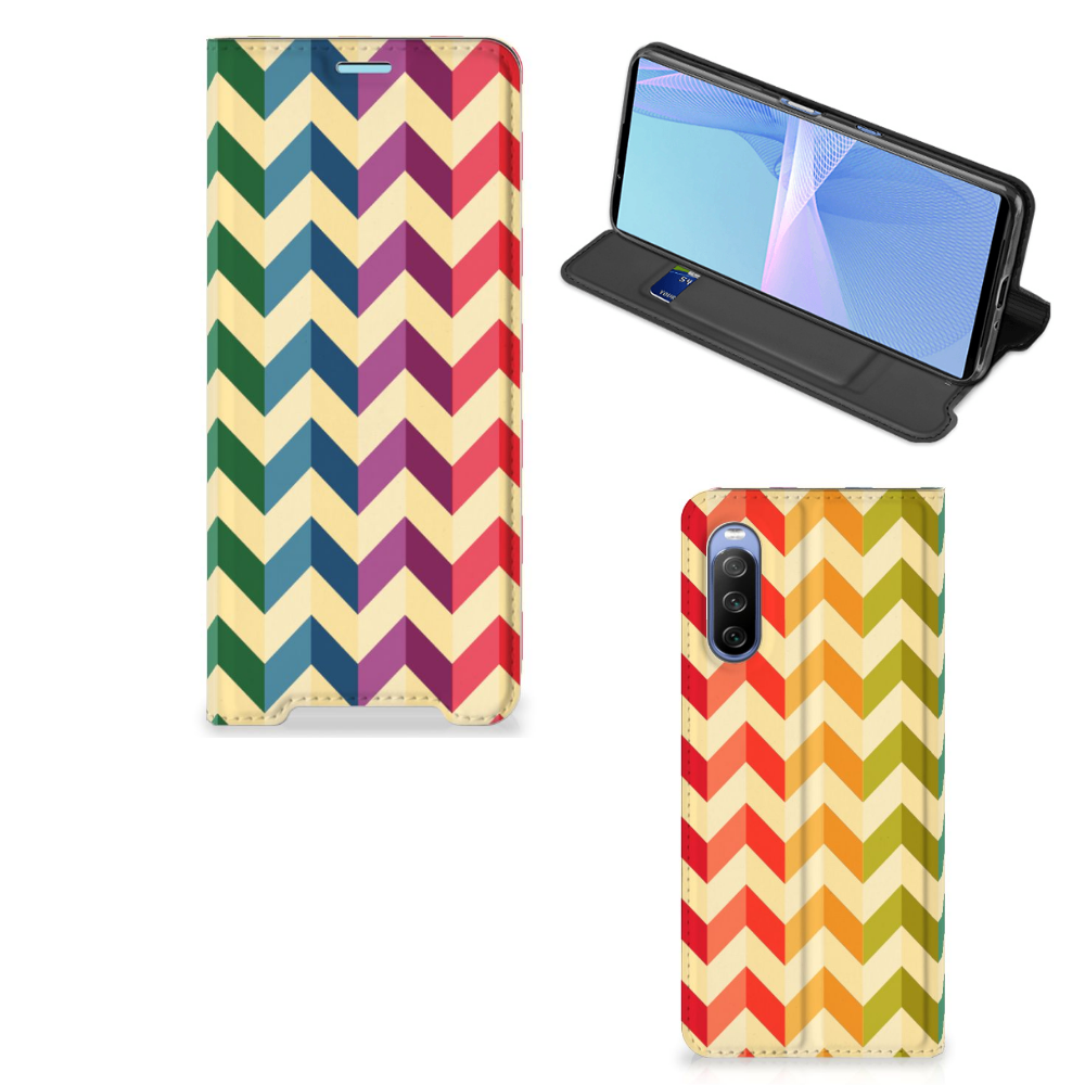 Sony Xperia 10 III Hoesje met Magneet Zigzag Multi Color - B2C Telecom