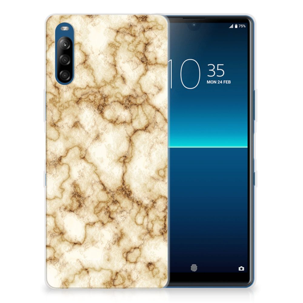 Sony Xperia L4 TPU Siliconen Hoesje Marmer Goud