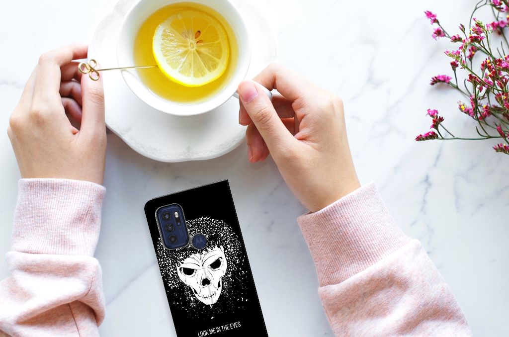 Mobiel BookCase Motorola Moto G60s Skull Hair - B2C Telecom