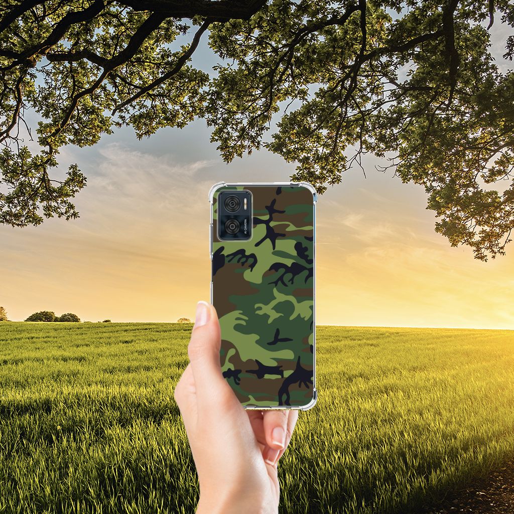 Motorola Moto E22 | E22i Doorzichtige Silicone Hoesje Army Dark B2C Telecom