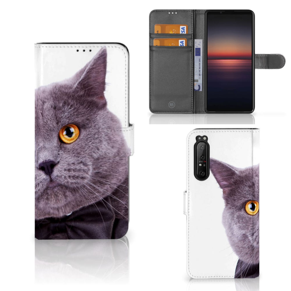 Sony Xperia 1 II Telefoonhoesje met Pasjes Kat