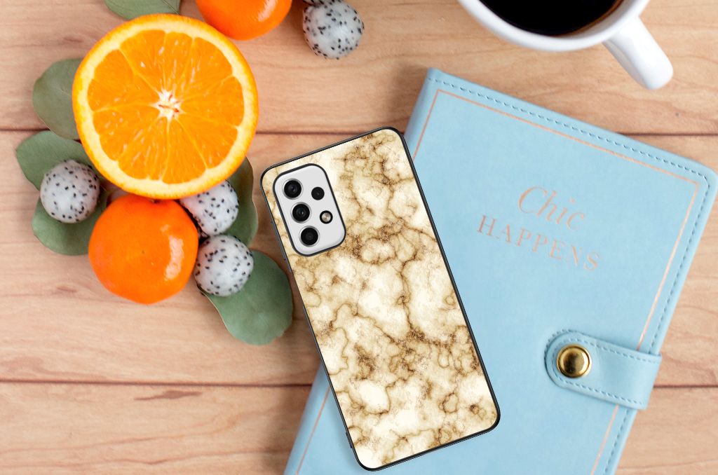 Samsung Galaxy A23 Marmeren Print Telefoonhoesje Marmer Goud B2C Telecom