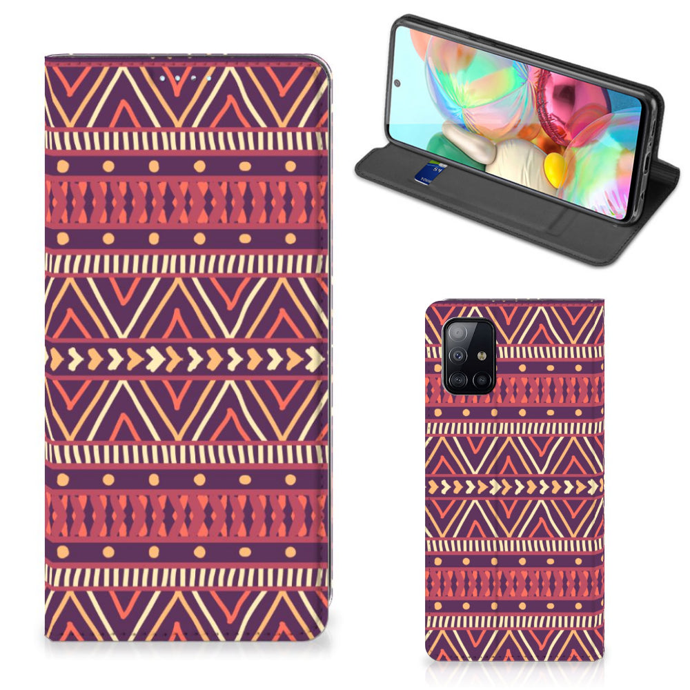 Samsung Galaxy A71 Hoesje met Magneet Aztec Paars
