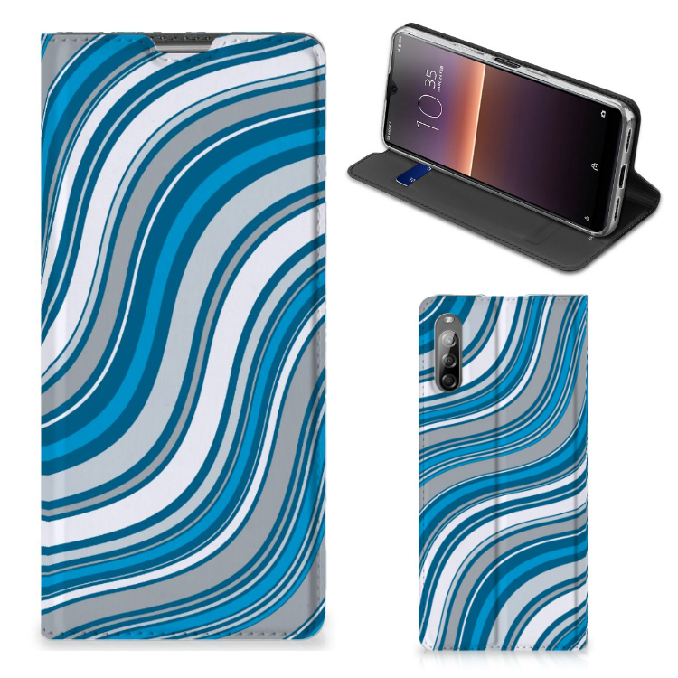 Sony Xperia L4 Hoesje met Magneet Waves Blue - B2C Telecom