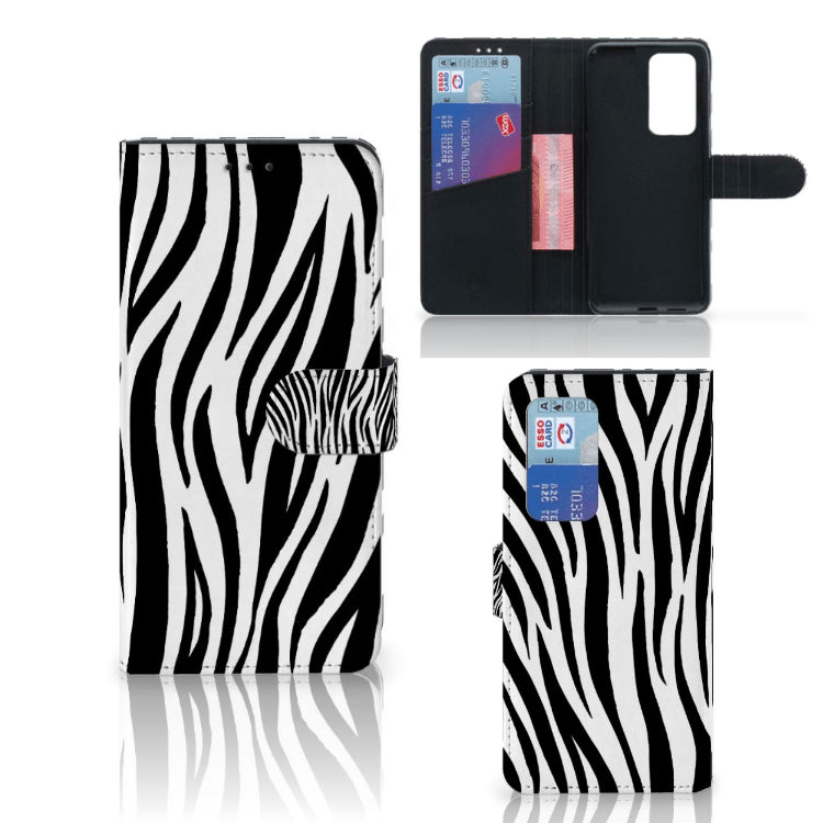 Huawei P40 Pro Telefoonhoesje met Pasjes Zebra