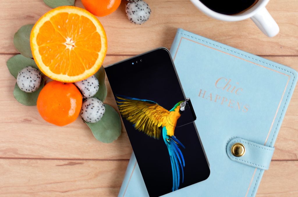 Motorola Moto E20 | E30 | E40 Telefoonhoesje met Pasjes Papegaai