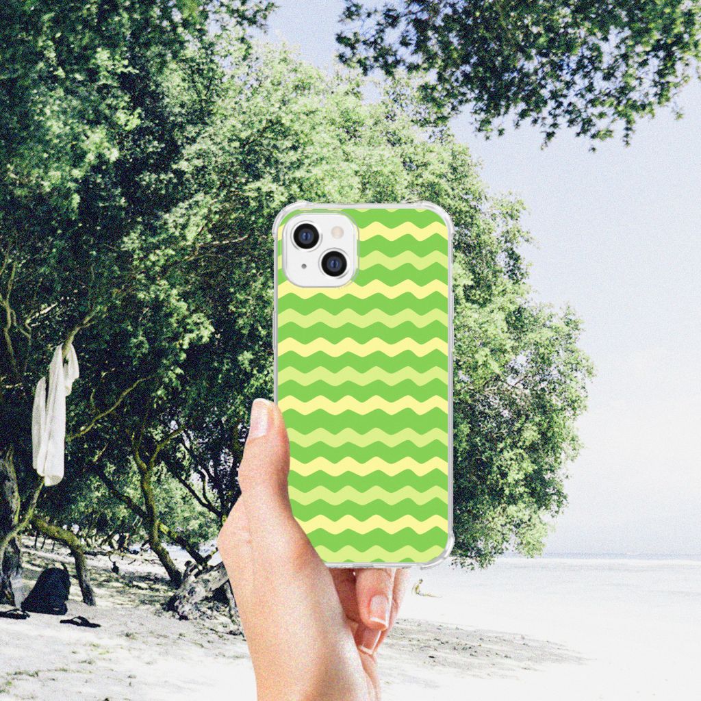 Apple iPhone 14 Plus Doorzichtige Silicone Hoesje Waves Green B2C Telecom