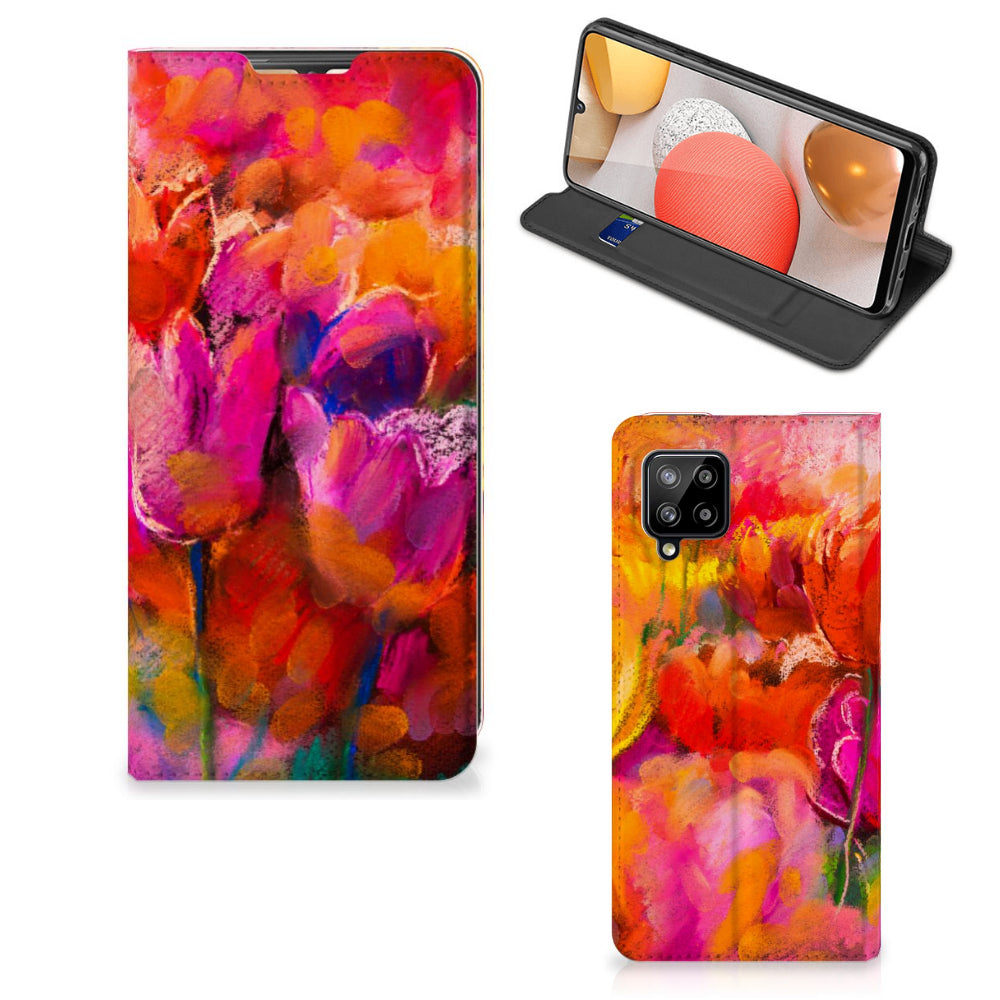 Bookcase Samsung Galaxy A42 Tulips