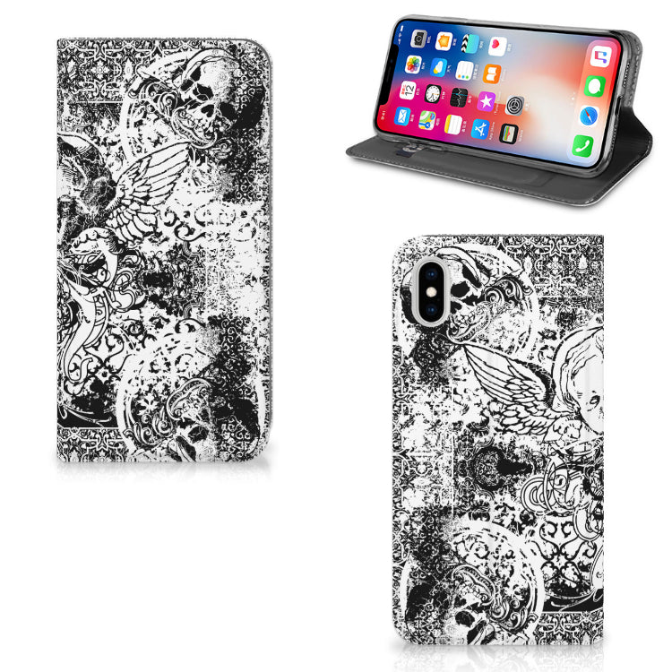 Mobiel BookCase Apple iPhone Xs Max Skulls Angel