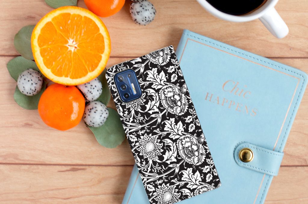 Motorola Moto G9 Plus Smart Cover Black Flowers - B2C Telecom