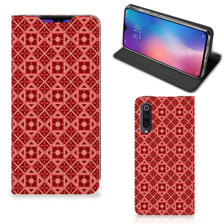 Xiaomi Mi 9 Hoesje met Magneet Batik Rood