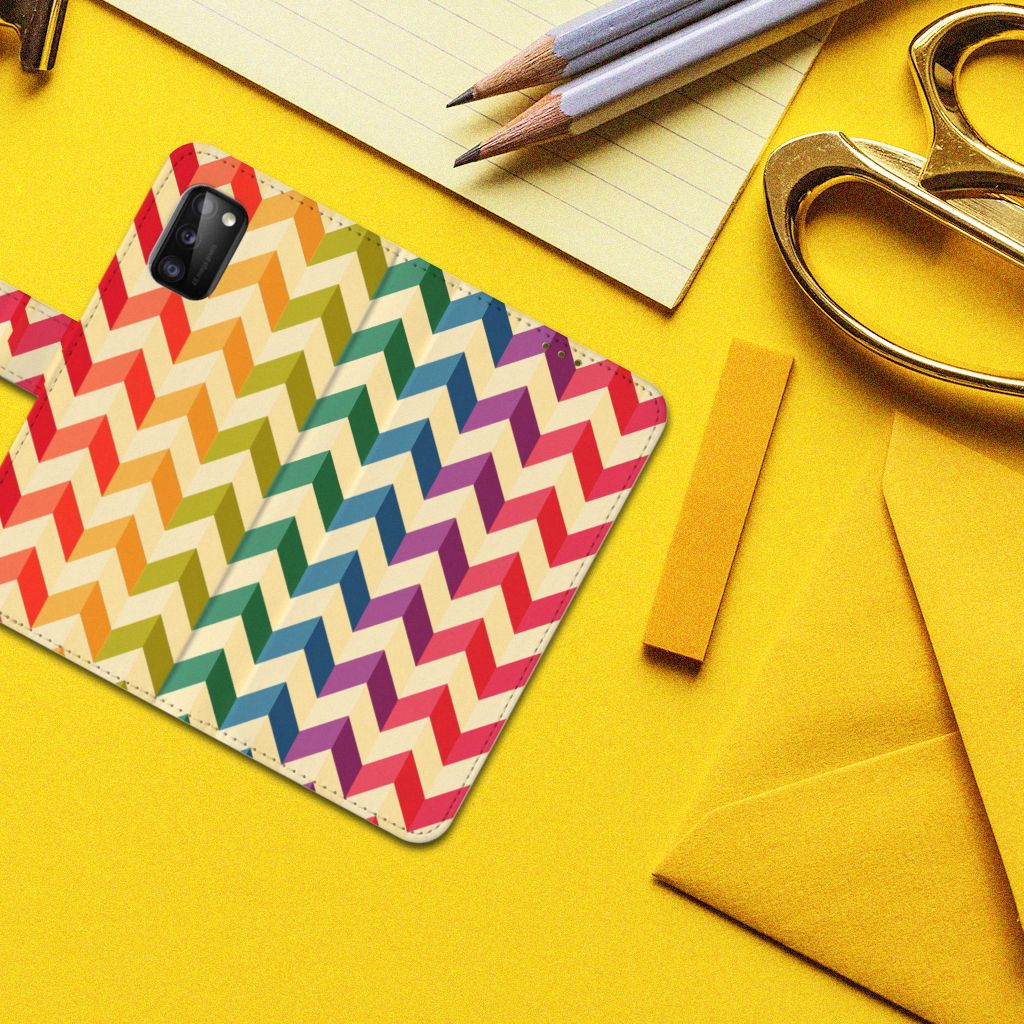 Samsung Galaxy A41 Telefoon Hoesje Zigzag Multi Color