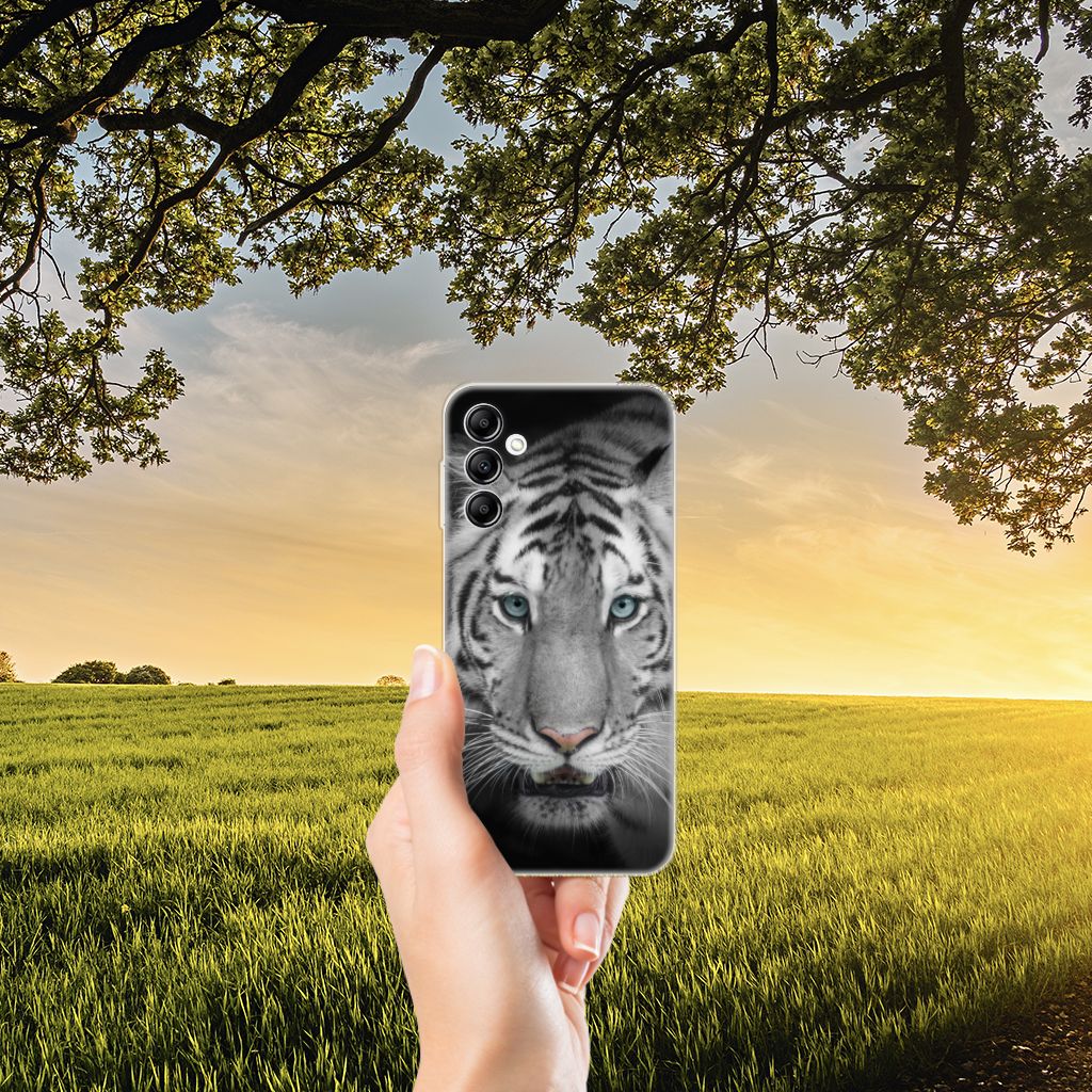 Samsung Galaxy A14 5G TPU Hoesje Tijger met afbeelding van een witte tijger in natuur.