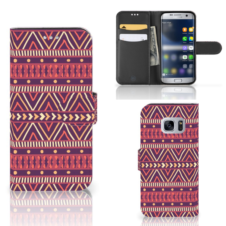 Samsung Galaxy S7 Telefoon Hoesje Aztec Paars
