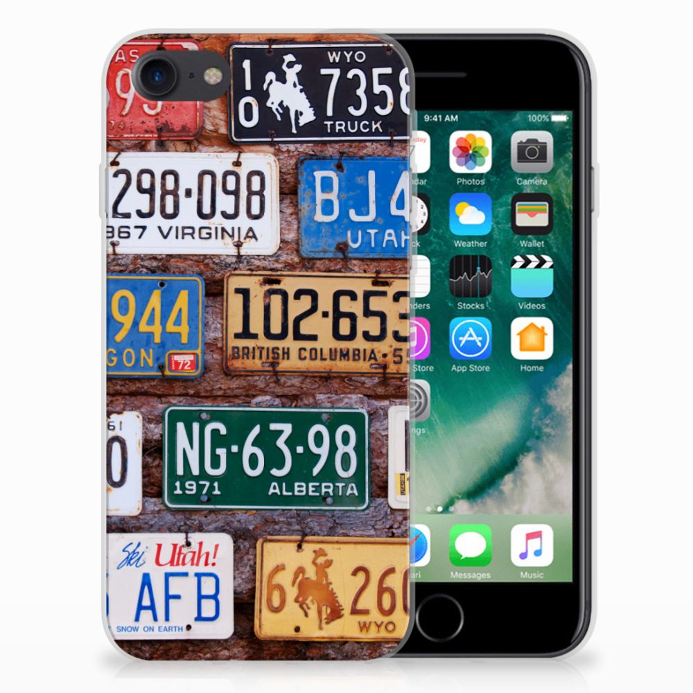 iPhone SE 2022 | SE 2020 | 8 | 7 Siliconen Hoesje met foto Kentekenplaten