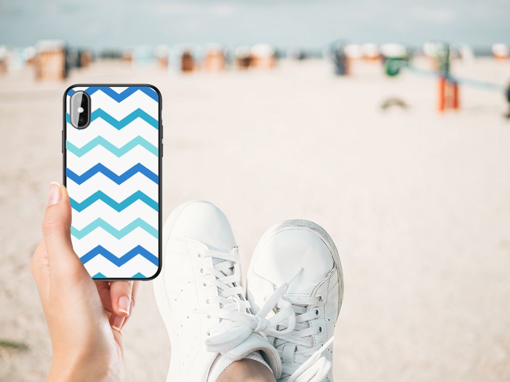 iPhone X | Xs Back Case Zigzag Blauw B2C Telecom