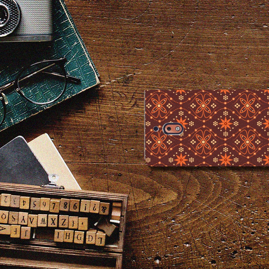 Nokia 2.1 2018 Hoesje met Magneet Batik Brown