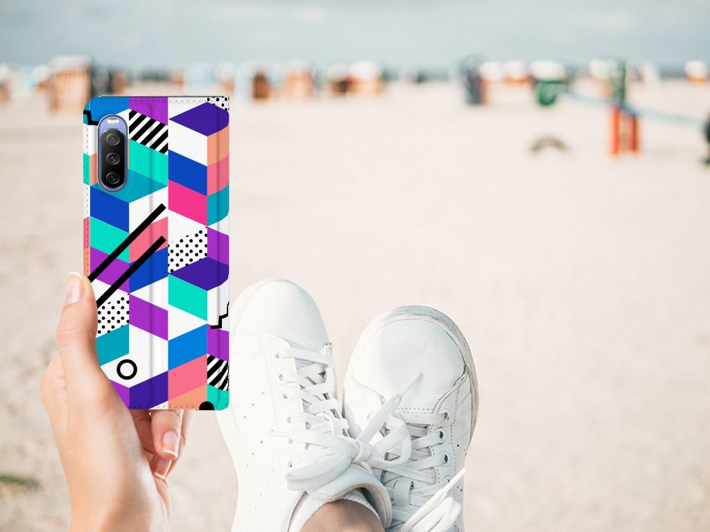 Sony Xperia 10 III Stand Case Blokken Kleurrijk - B2C Telecom