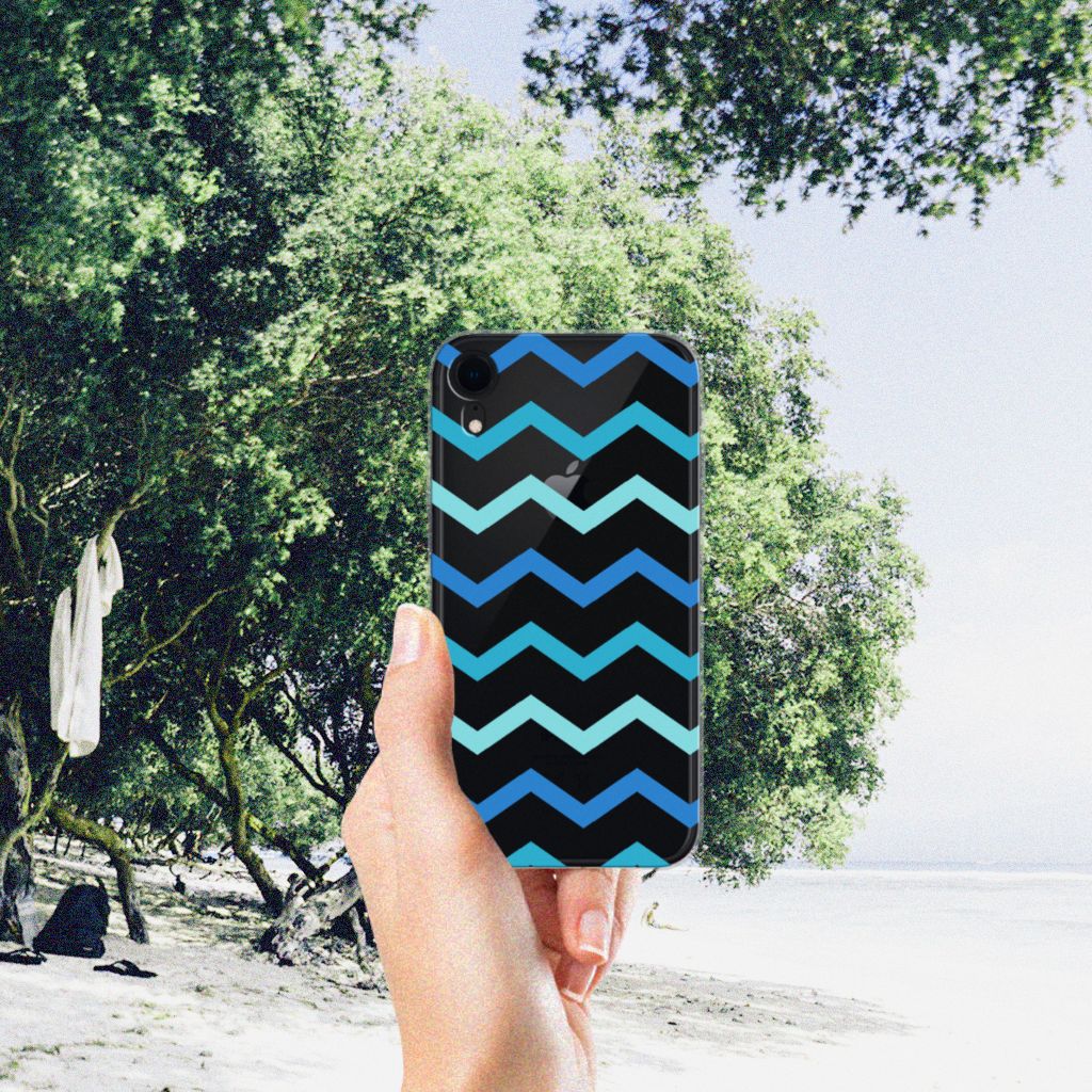 Apple iPhone Xr TPU bumper Zigzag Blauw
