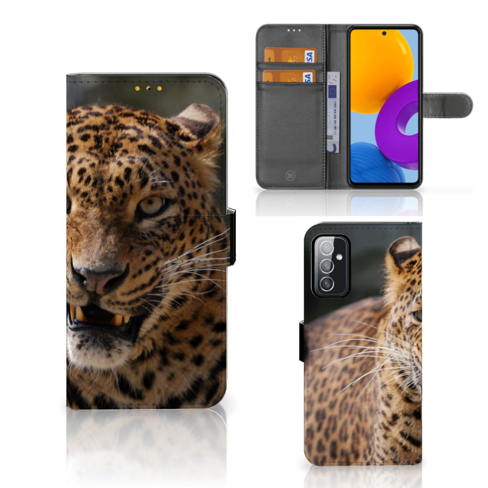 Samsung Galaxy M52 Telefoonhoesje met Pasjes Luipaard