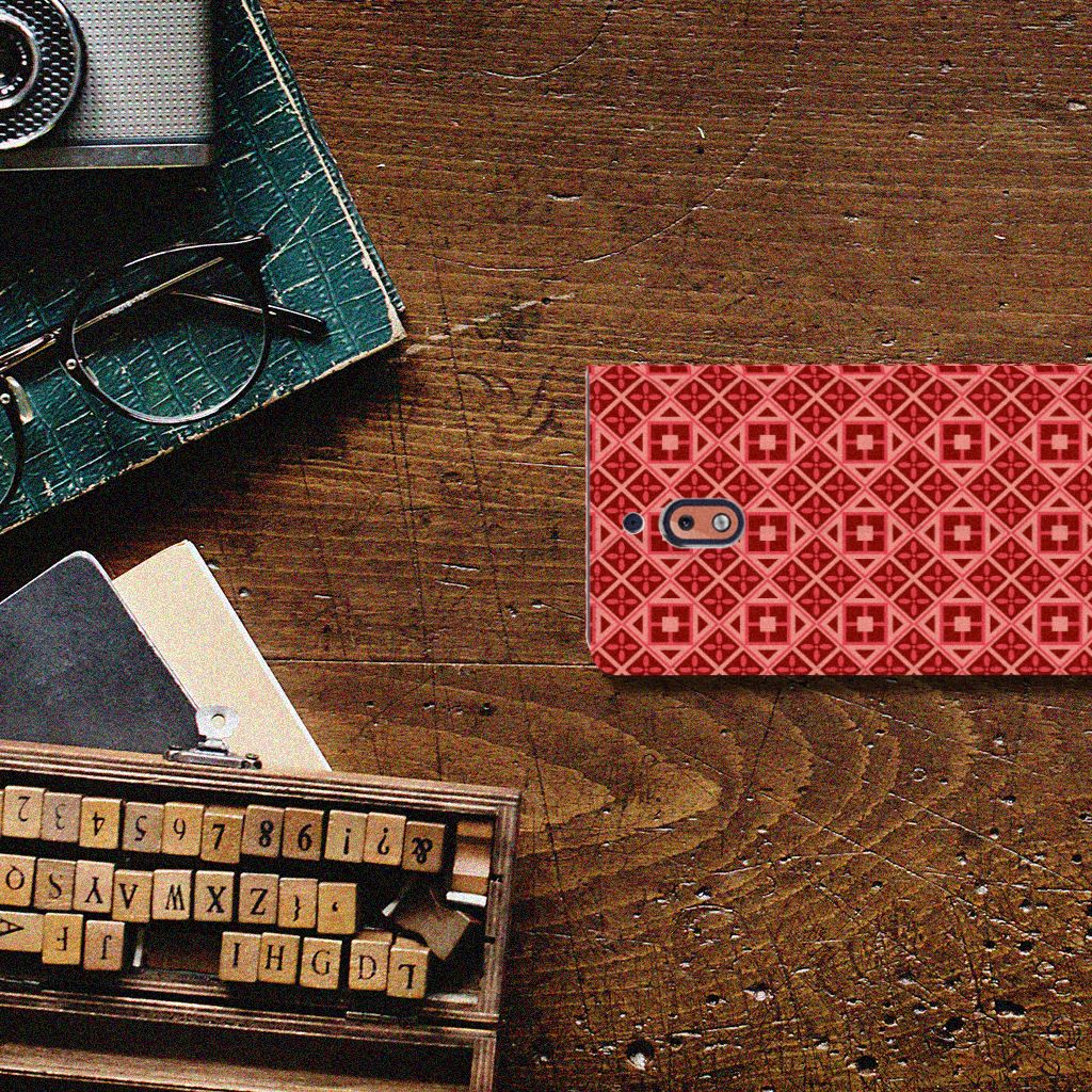 Nokia 2.1 2018 Hoesje met Magneet Batik Rood