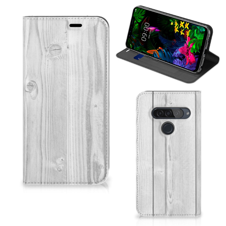 LG G8s Thinq Book Wallet Case White Wood - B2C Telecom