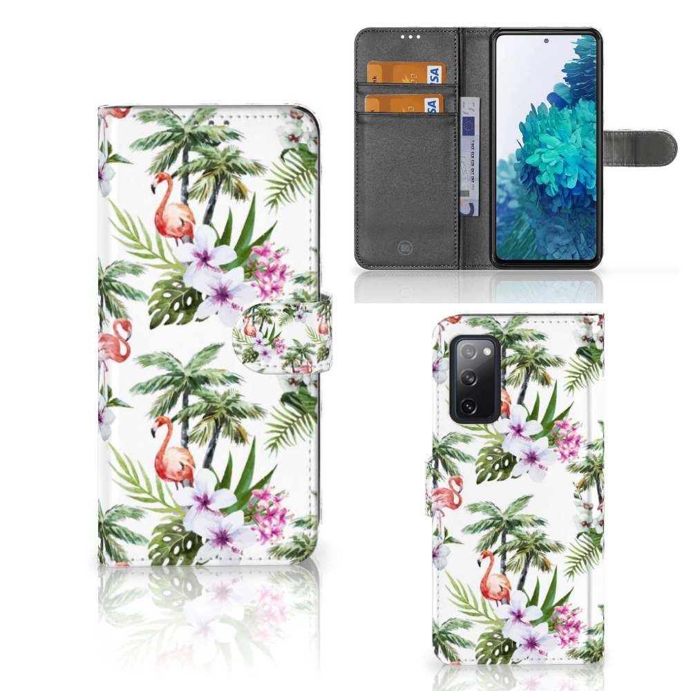 Samsung Galaxy S20 FE Telefoonhoesje met Pasjes Flamingo Palms