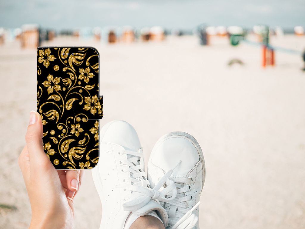Samsung Galaxy S10e Hoesje Gouden Bloemen