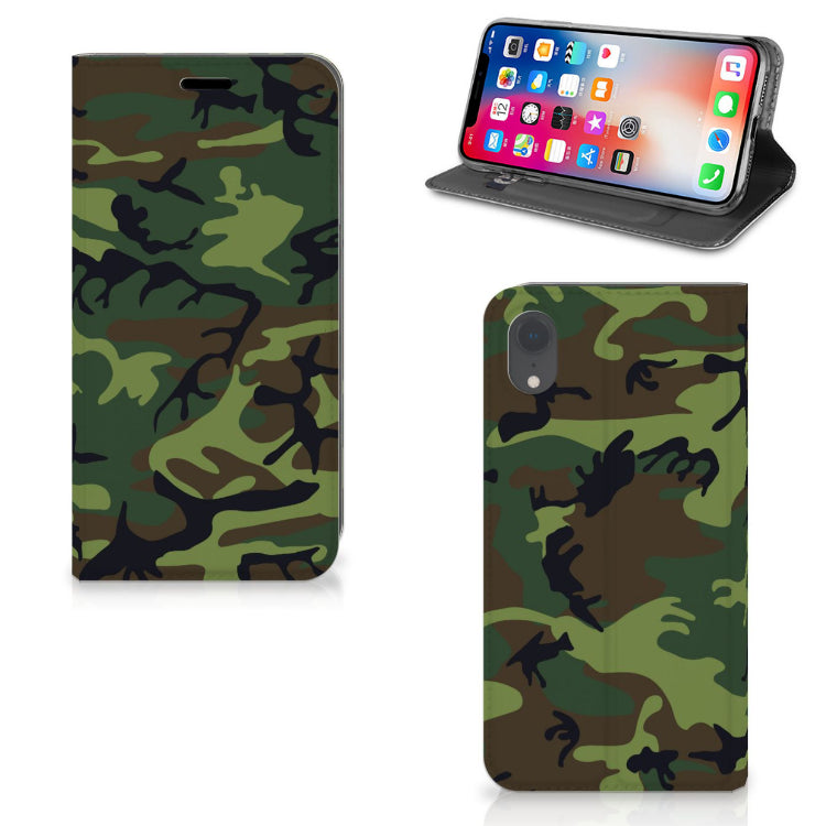 Apple iPhone Xr Hoesje met Magneet Army Dark
