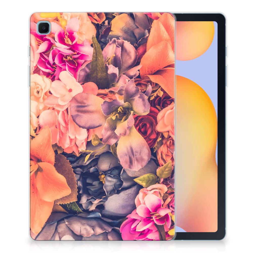 Samsung Galaxy Tab S6 Lite | S6 Lite (2022) Siliconen Hoesje Bosje Bloemen - B2C Telecom