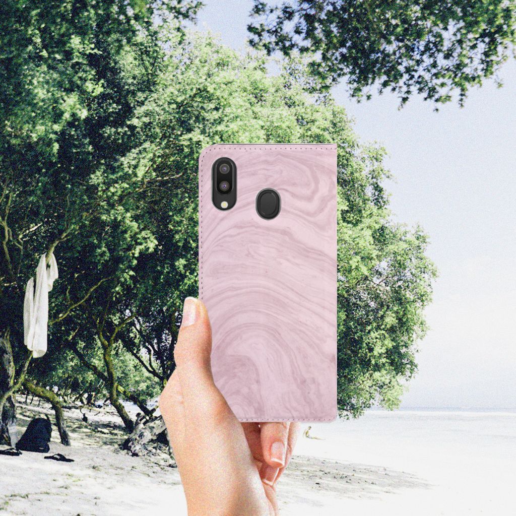 Samsung Galaxy M20 Standcase Marble Pink - Origineel Cadeau Vriendin
