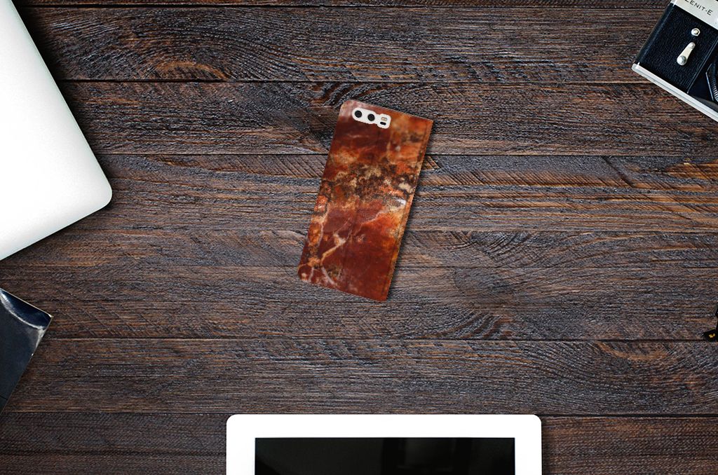 Huawei P10 Plus Standcase Marmer Bruin