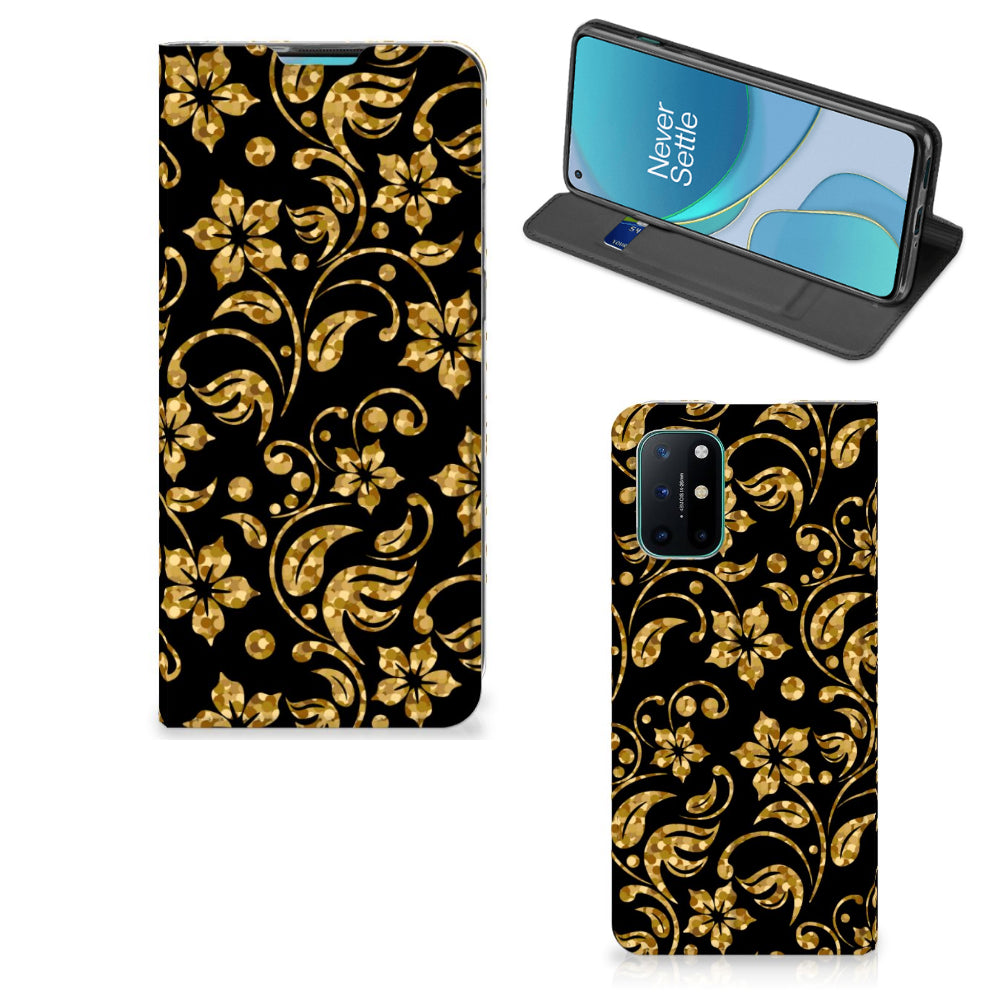 OnePlus 8T Smart Cover Gouden Bloemen