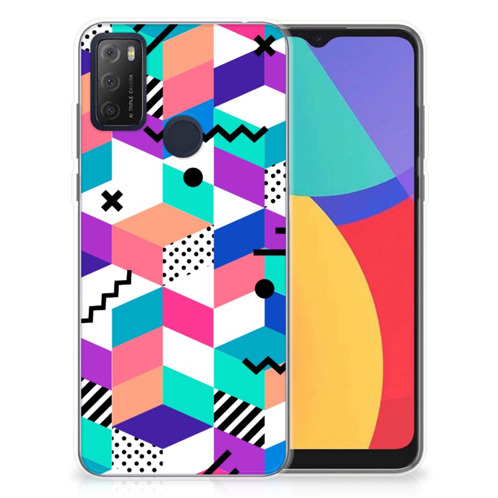 Alcatel 1S (2021) TPU Hoesje Blokken Kleurrijk B2C Telecom