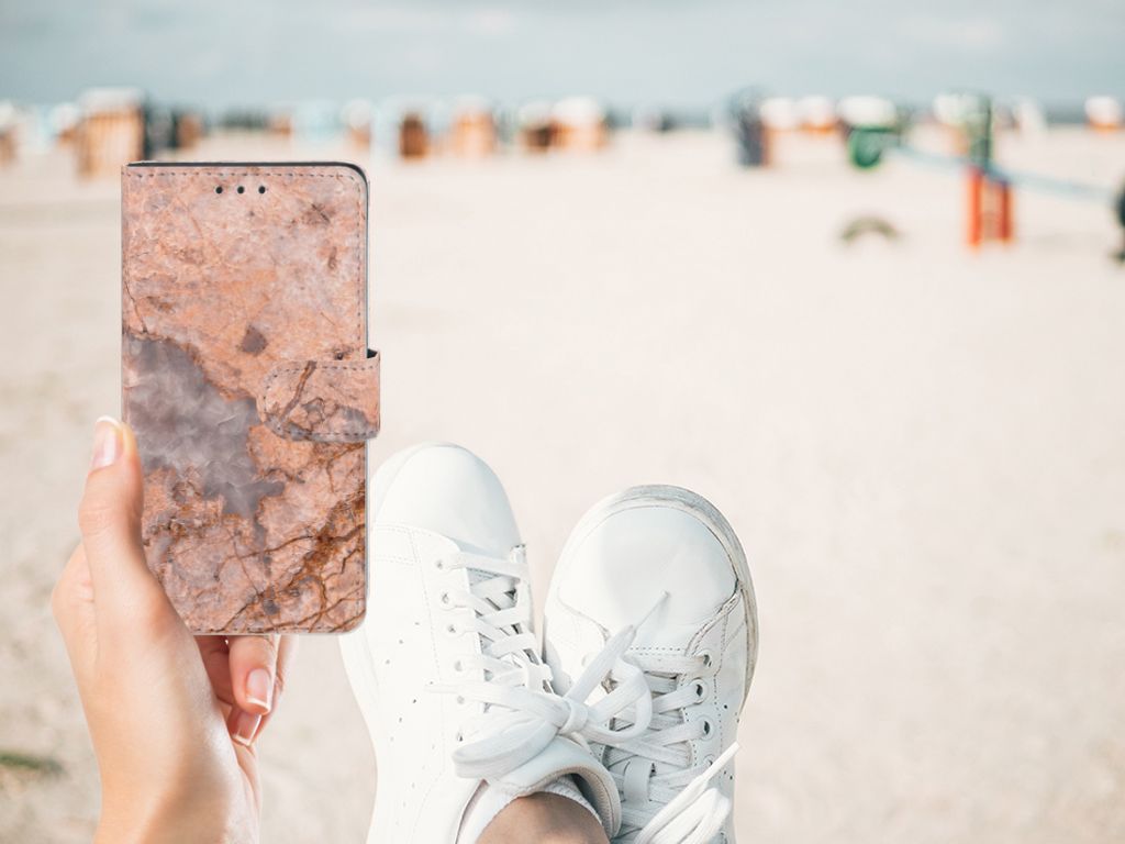 Sony Xperia Z3 Bookcase Marmer Oranje