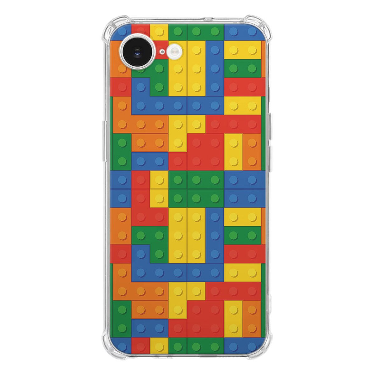Apple iPhone 16e Hoesje - Blokken TPU Antishock met kleurrijk blokkenpatroon