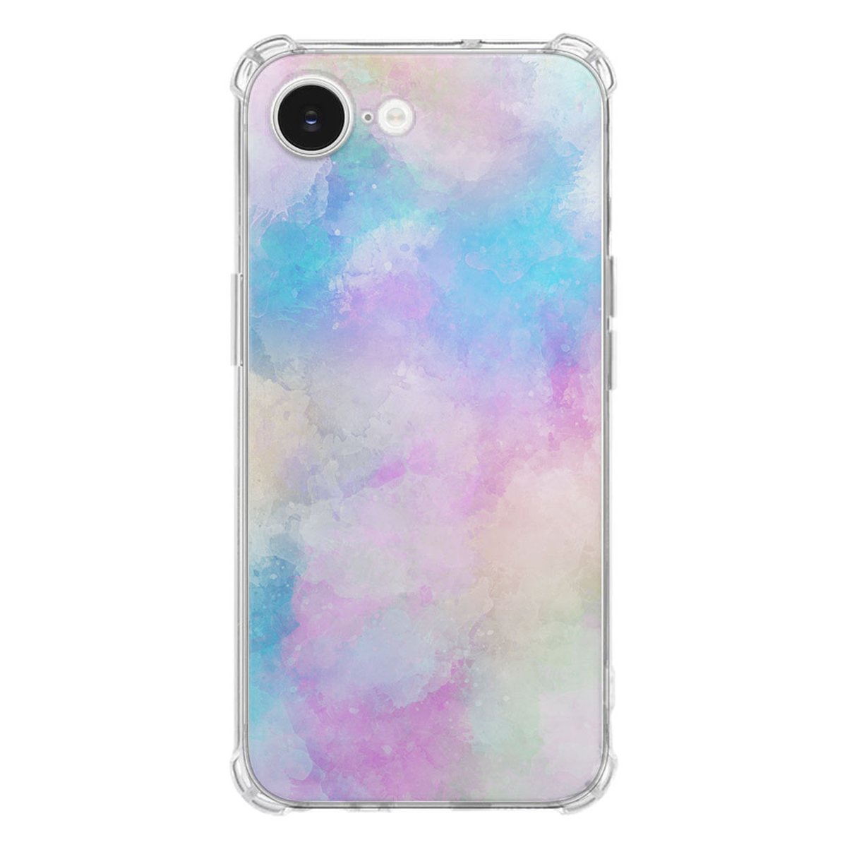 Apple iPhone 16e Hoesje - Watercolor Light TPU Antishock met kleurrijk aquarelpatroon en transparante randen.