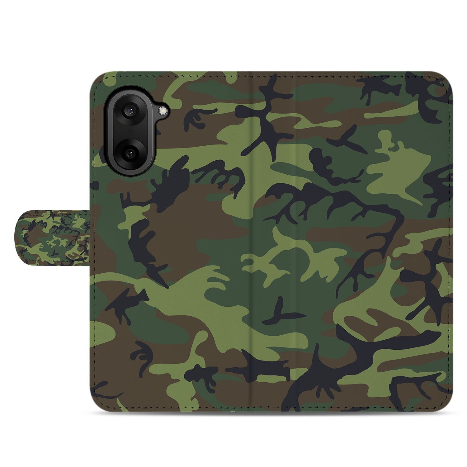 OnePlus Nord CE 5 Bookcase Hoesje met Camouflage Leger Donker Design frontzijde