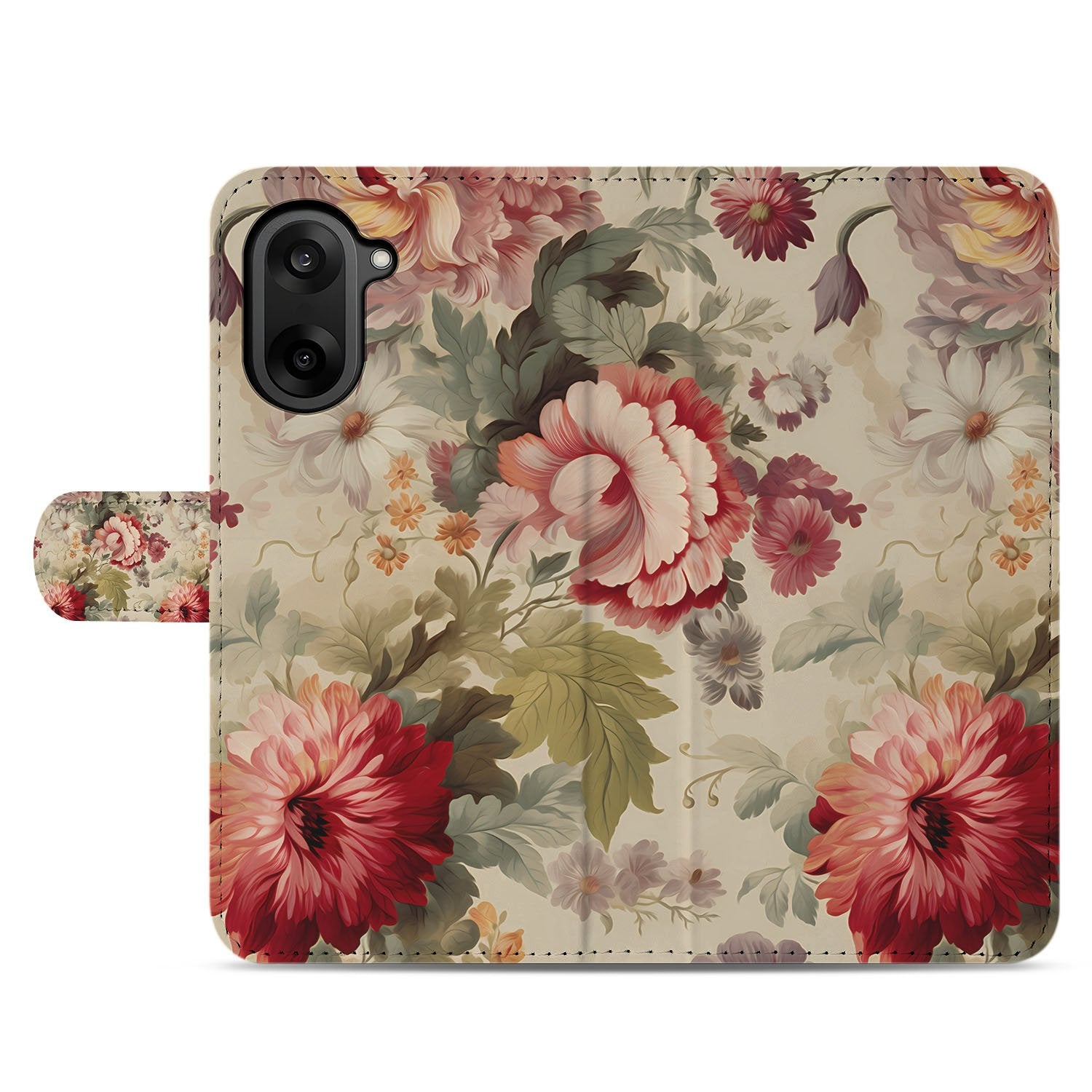 OnePlus Nord CE 5 Bookcase Hoesje met Bloemenprint en Pasjes voor Veelzijdige Bescherming bloemenprint voorkant