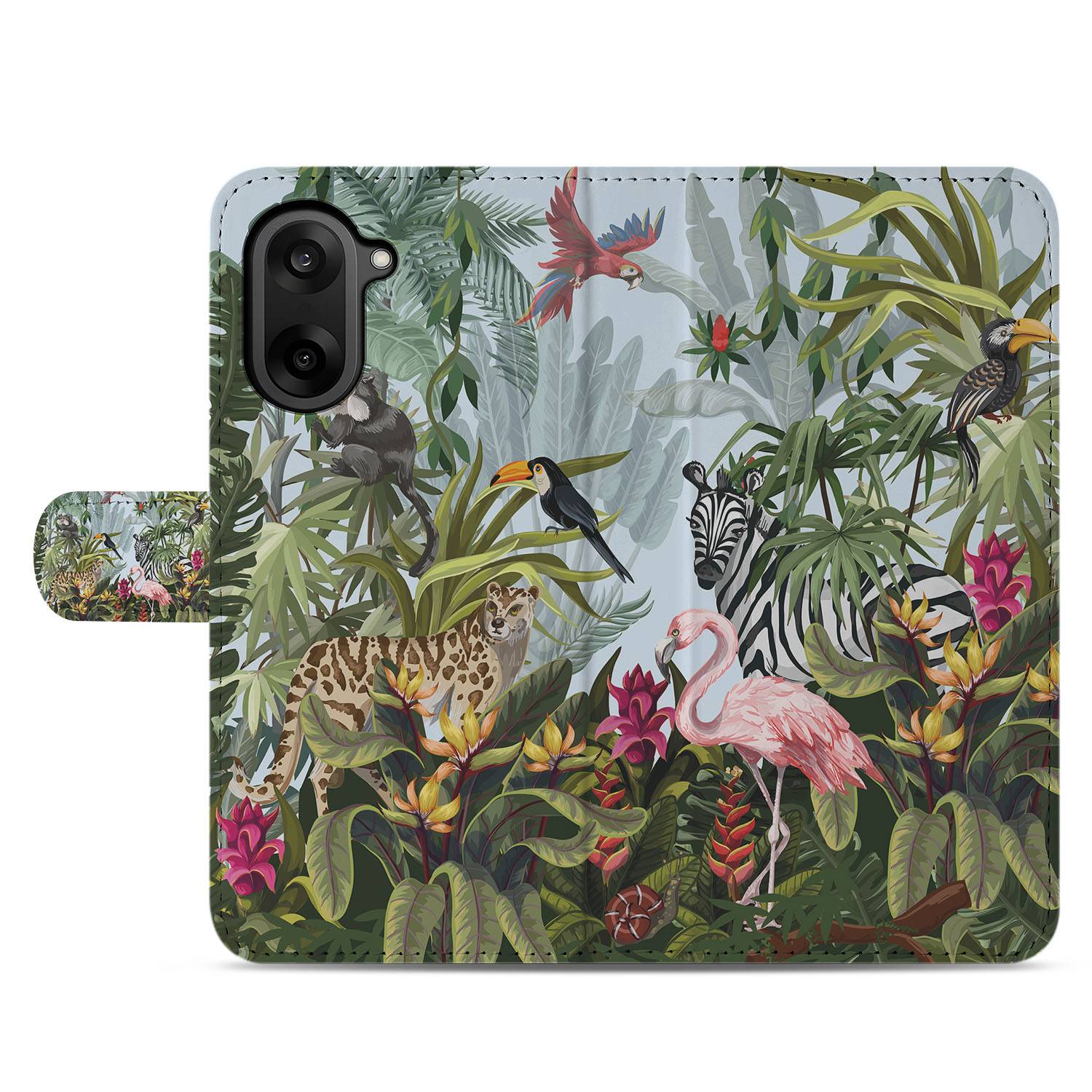 OnePlus Nord CE 5 Bookcase Hoesje met Jungle Design jungle print voorkant