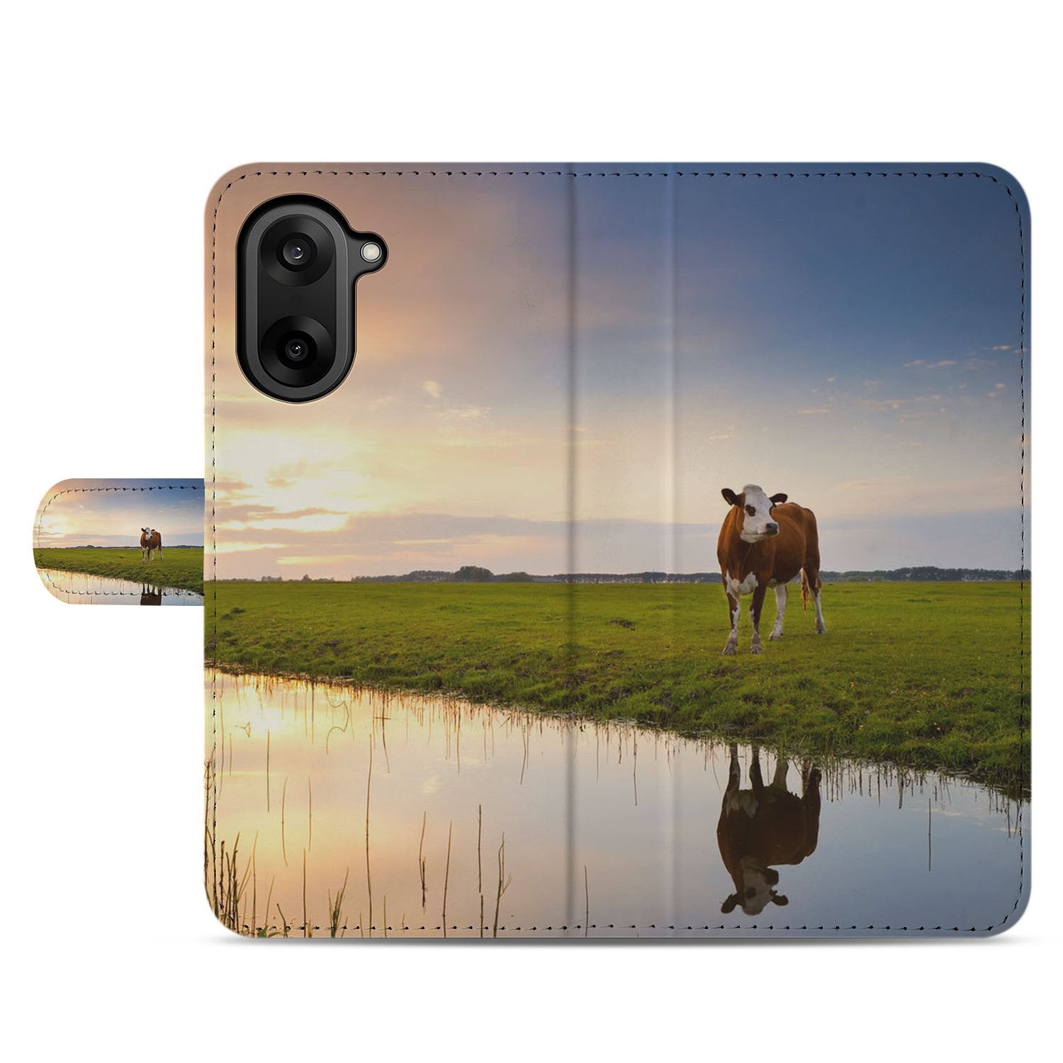 OnePlus Nord CE 5 Robuust en Beschermend Koeienprint Zwart Wit Bookcase Hoesje voor OnePlus Nord CE 5 Smartphone aanzicht