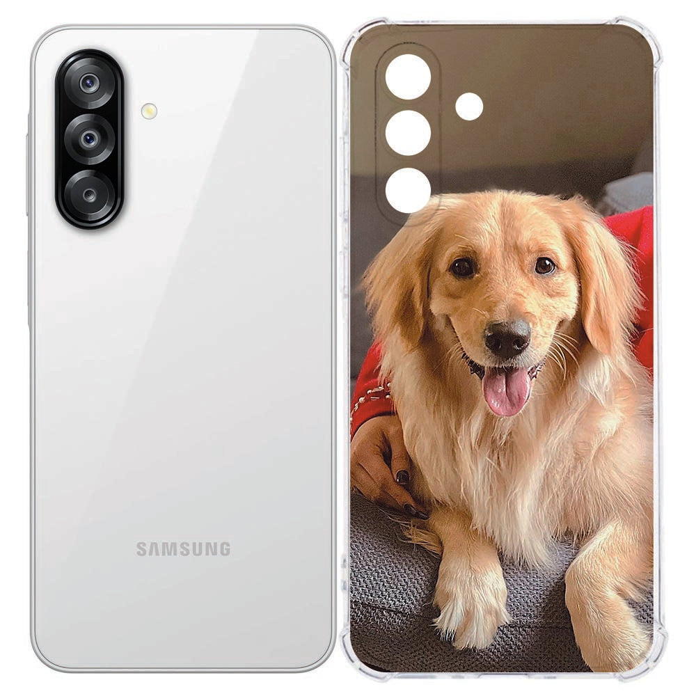 Samsung Galaxy A57 Anti-Shock Back Cover Maken met Foto Transparante back cover met hondenafbeelding achterkant.