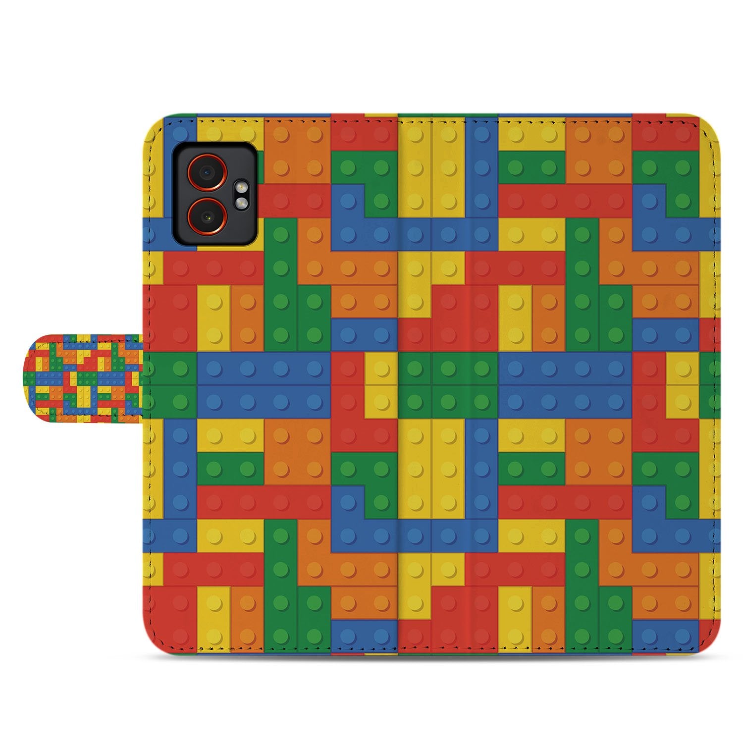 Samsung Galaxy Xcover 7 Pro Book Case Blokken Design kleurrijk blokkenpatroon voorkant