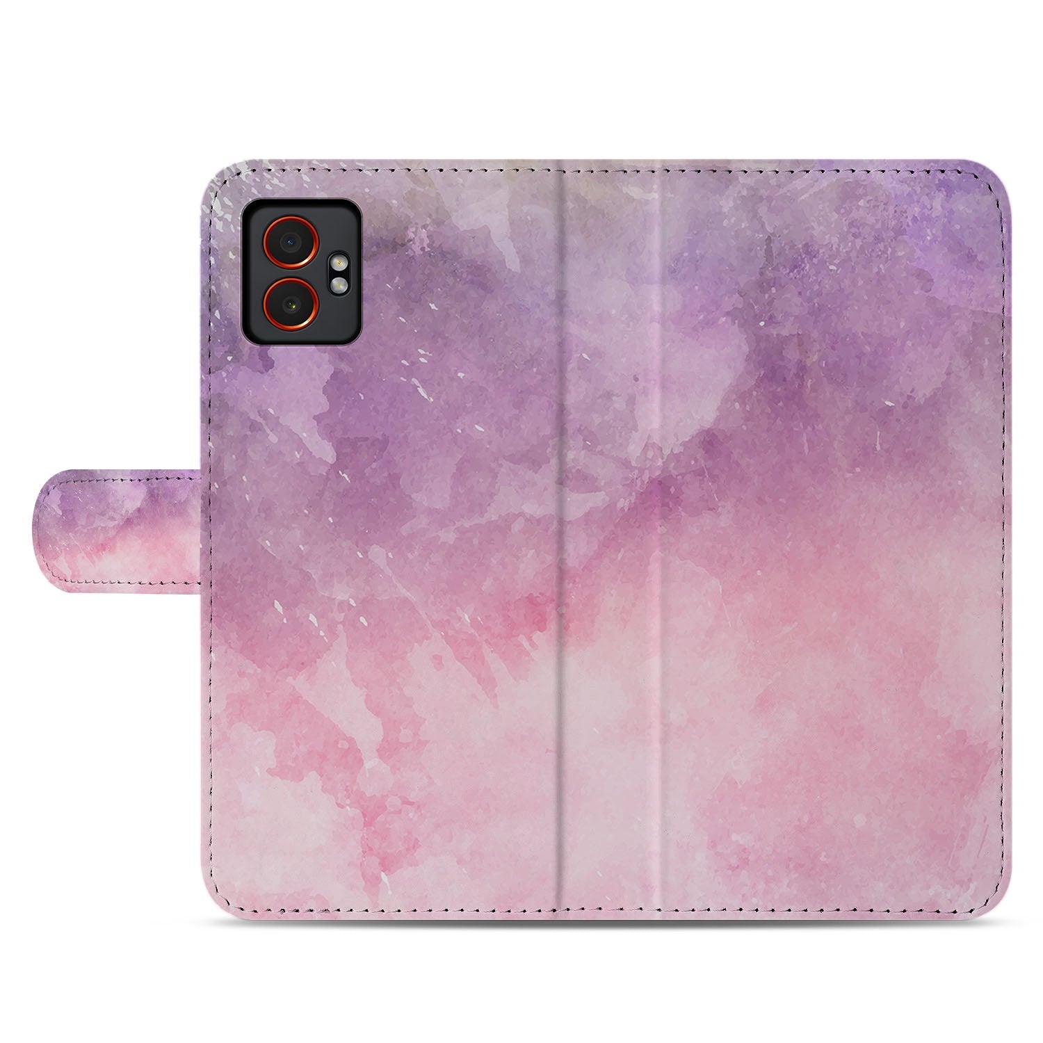Samsung Galaxy Xcover 7 Pro Book Case & Portemonnee Hoesje Roze Paars Waterverf Design vooraan