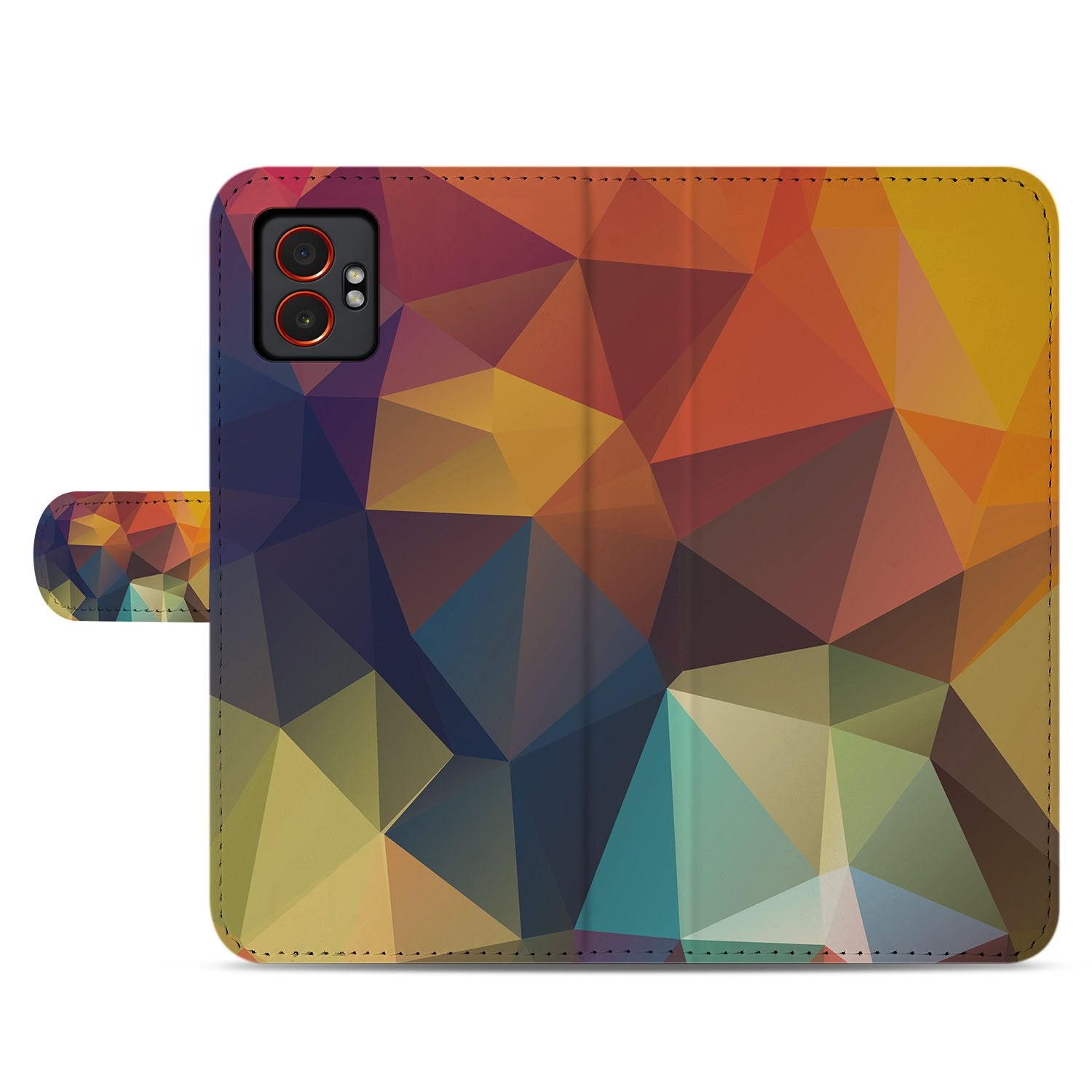 Polygon Kleur Samsung Galaxy Xcover 7 Pro Book Case Portemonnee Hoesje Met 3 Pasjesvakken design polygon kleurrijk aanzicht