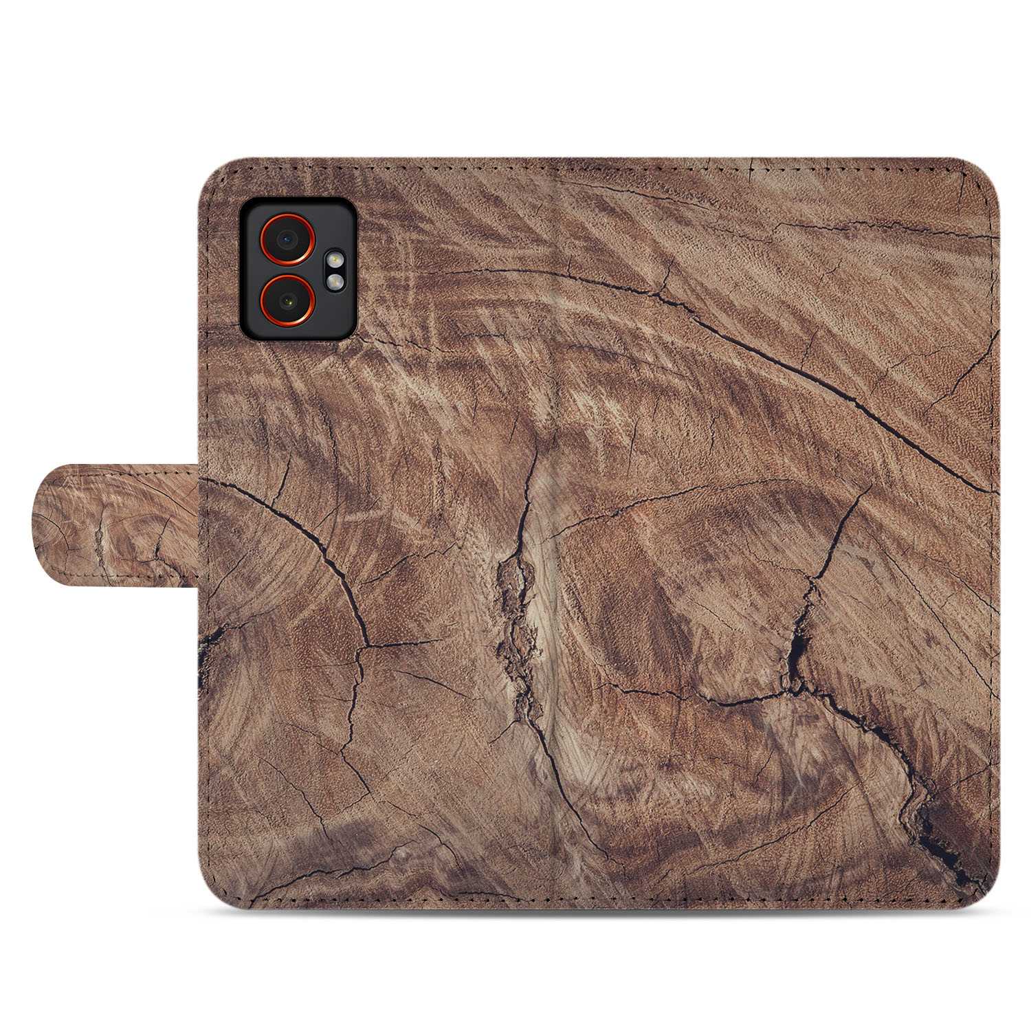 Samsung Galaxy Xcover 7 Pro Bookcase Hoesje Boomstam Bruin design natuurlijke uitstraling bruin