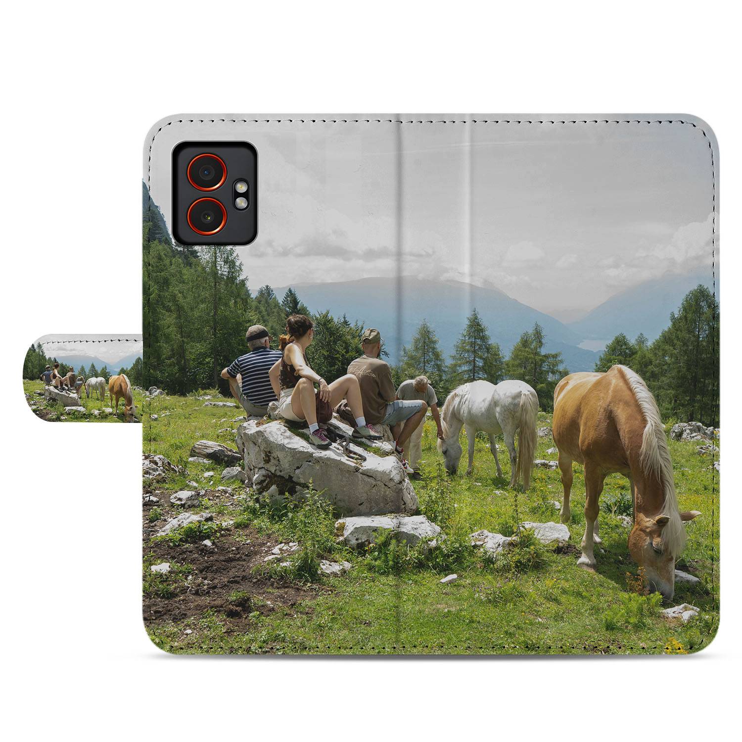 Samsung Galaxy XCover 7 Pro Bookcase Hoesje met Foto Fullprint designnaam vooraanzicht