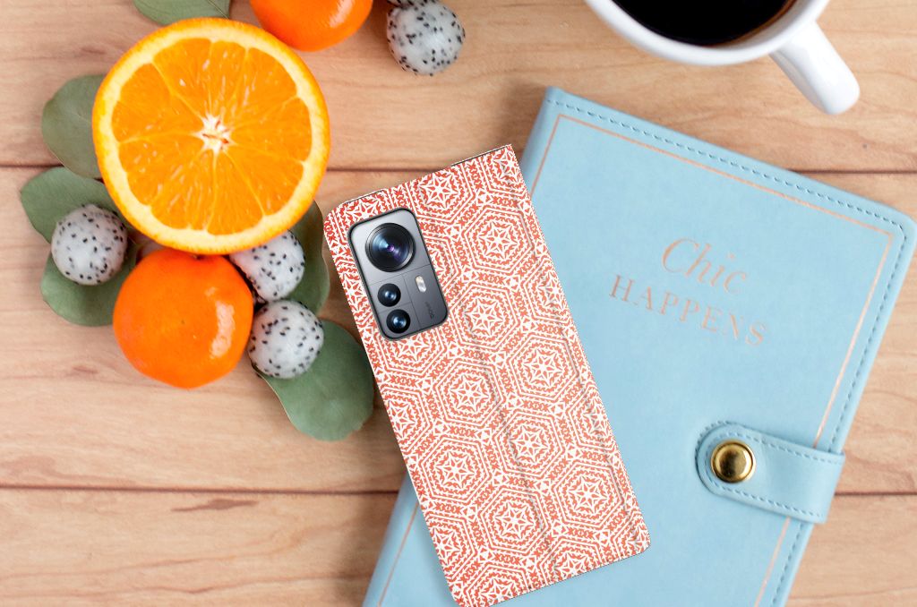 Xiaomi 12 Pro Hoesje met Magneet Pattern Orange - B2C Telecom
